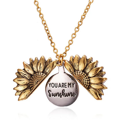 Vintage Open Locket Sunflower Necklace