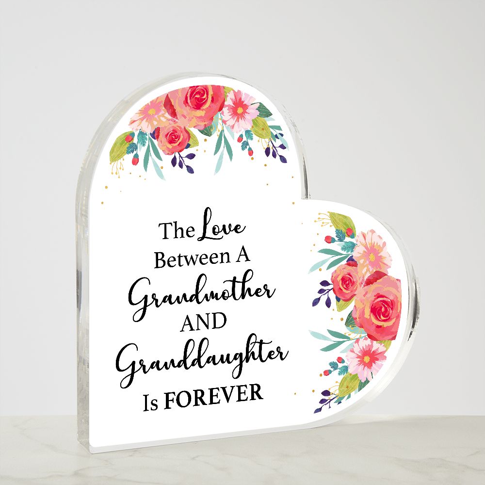 Heart Shaped Acrylic Grandmother & Granddaughter Plaque