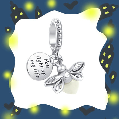 Glow-in-the-dark Firefly Flower Dangle Charms Collection Bracelet