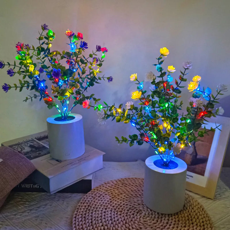 Flowerpot Night Lights Eucalyptus Decor Table Lamp