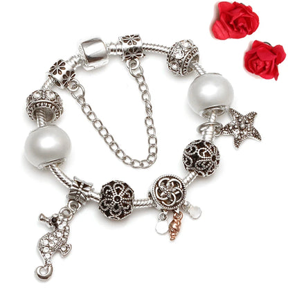 Romantic Silver Love Heart Charm Bracelet