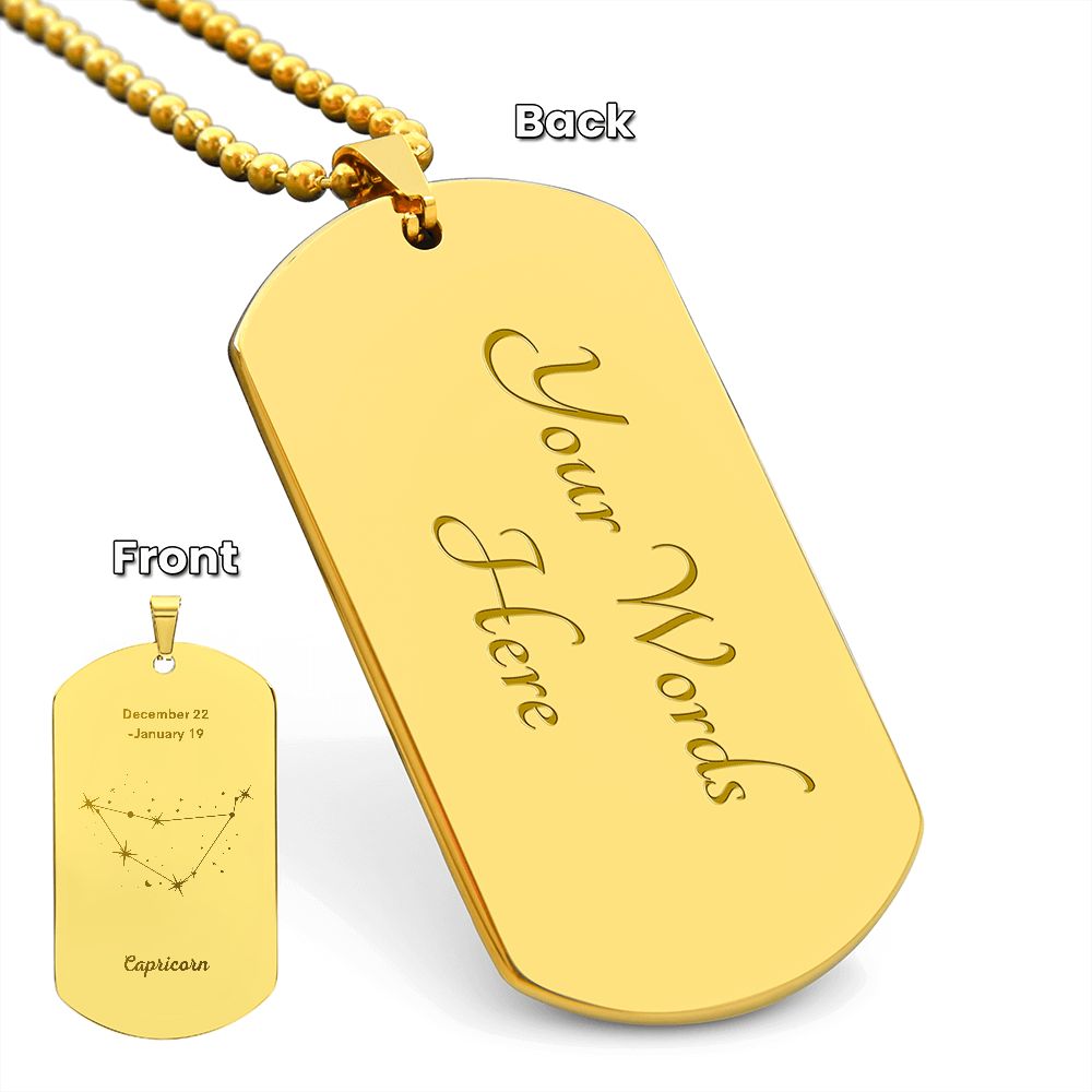 Capricorn Stars - Dog Tag Necklace - Sweet Sentimental GiftsCapricorn Stars - Dog Tag NecklaceDog TagSOFSweet Sentimental GiftsSO-9484666Capricorn Stars - Dog Tag NecklaceYes18k Yellow Gold Finish932848953517
