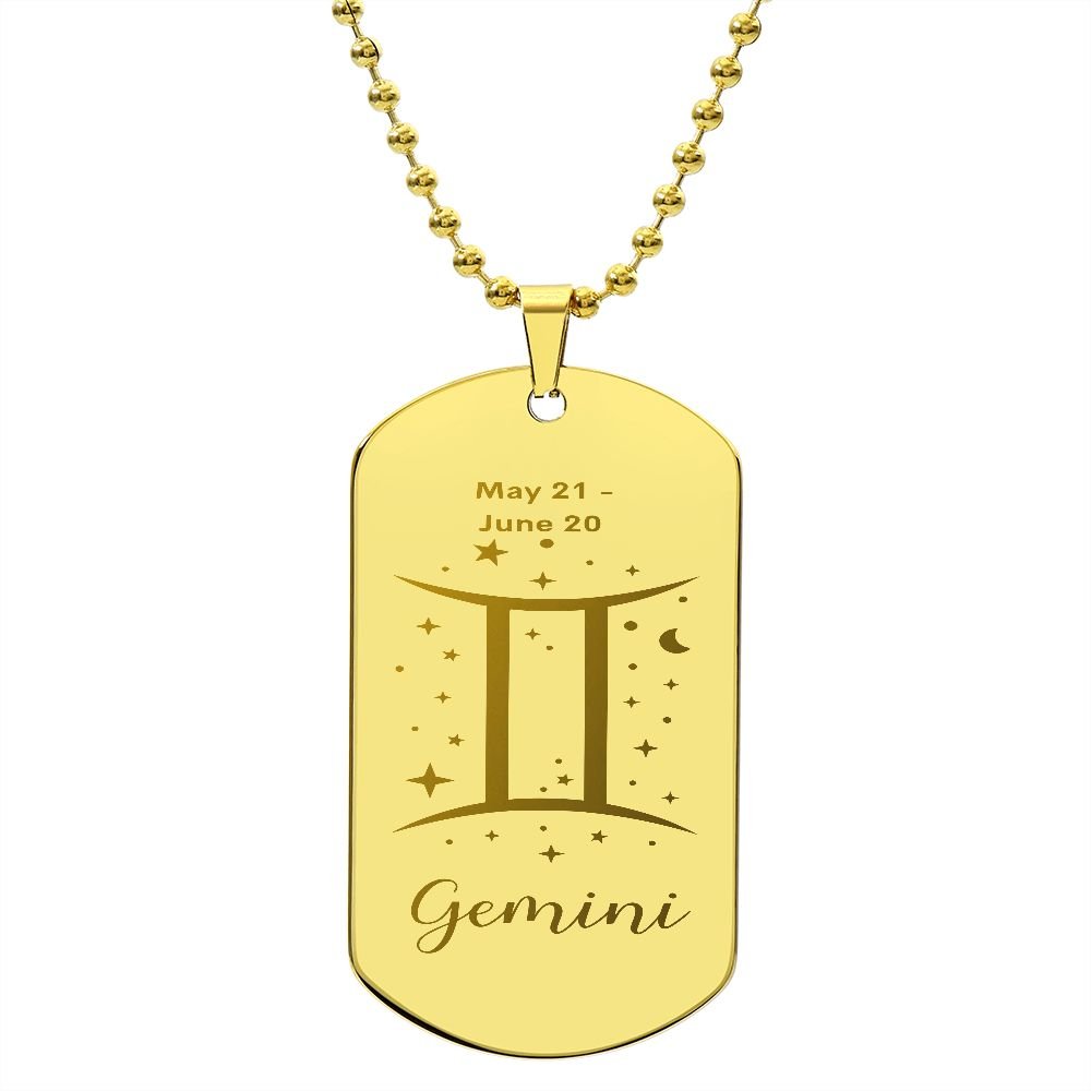 Gemini Sign - Dog Tag Necklace - Sweet Sentimental GiftsGemini Sign - Dog Tag NecklaceDog TagSOFSweet Sentimental GiftsSO-9484938Gemini Sign - Dog Tag NecklaceNo18k Yellow Gold Finish615006914963