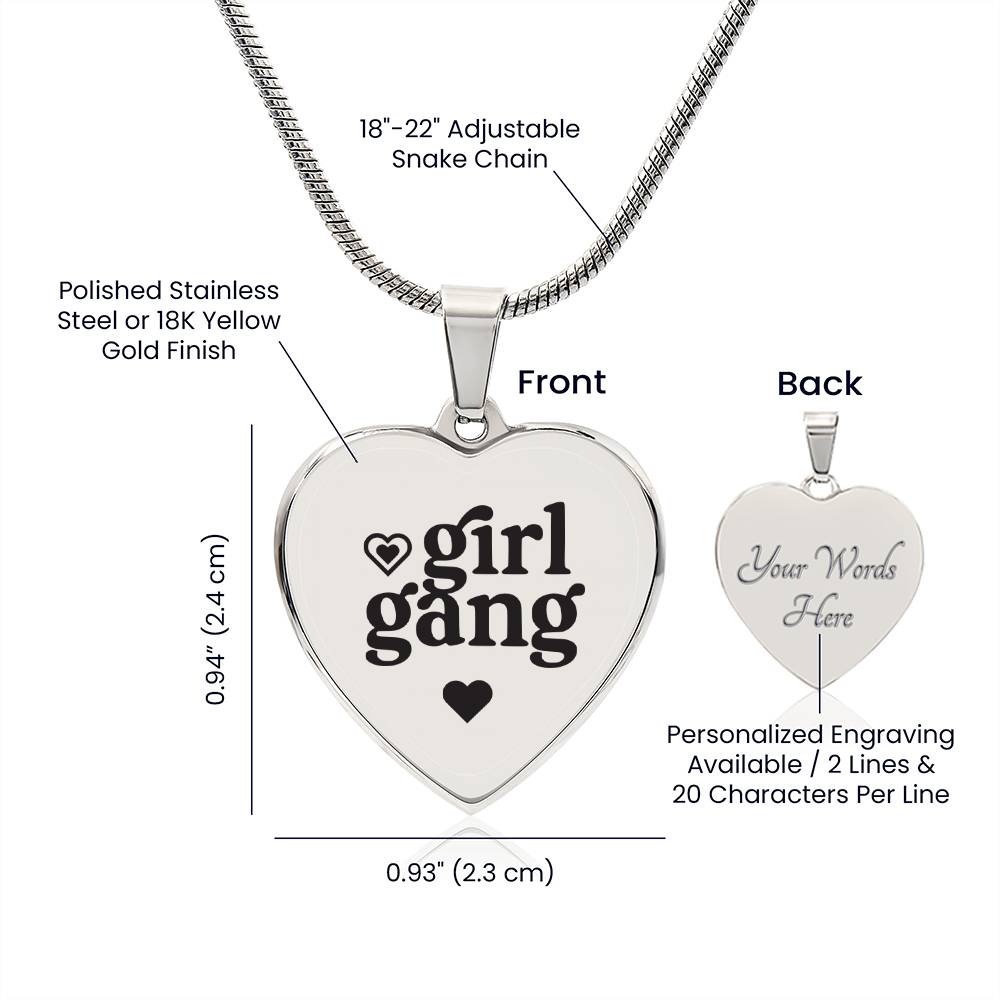 Girl Gang Engraved Heart Necklace - Sweet Sentimental GiftsGirl Gang Engraved Heart NecklaceNecklaceSOFSweet Sentimental GiftsSO-10862655Girl Gang Engraved Heart NecklaceNoPolished Stainless Steel270754140295