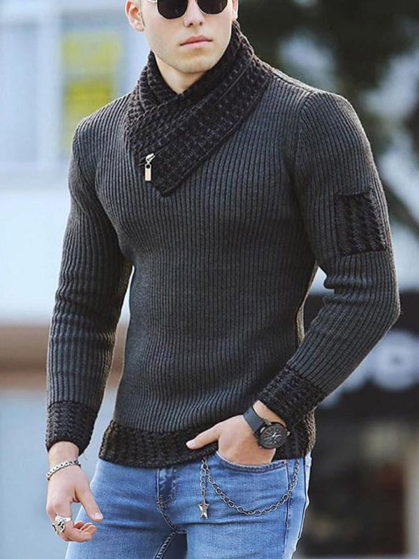 Men's Contrasting Color Stitching Sweater