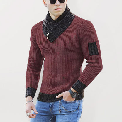 Men's Contrasting Color Stitching Sweater