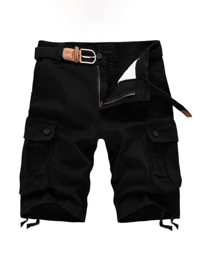 Straight Leg Cropped Pants Men's Loose Casual Pants Outdoor Sports Cargo Shorts (Without Belt)