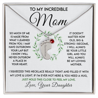 Incredible Mom - Birthstone Footprint Necklace - Sweet Sentimental GiftsIncredible Mom - Birthstone Footprint NecklaceNecklaceSOFSweet Sentimental GiftsSO-10069513Incredible Mom - Birthstone Footprint NecklaceStandard BoxPolished Stainless Steel1 Charm410143941038
