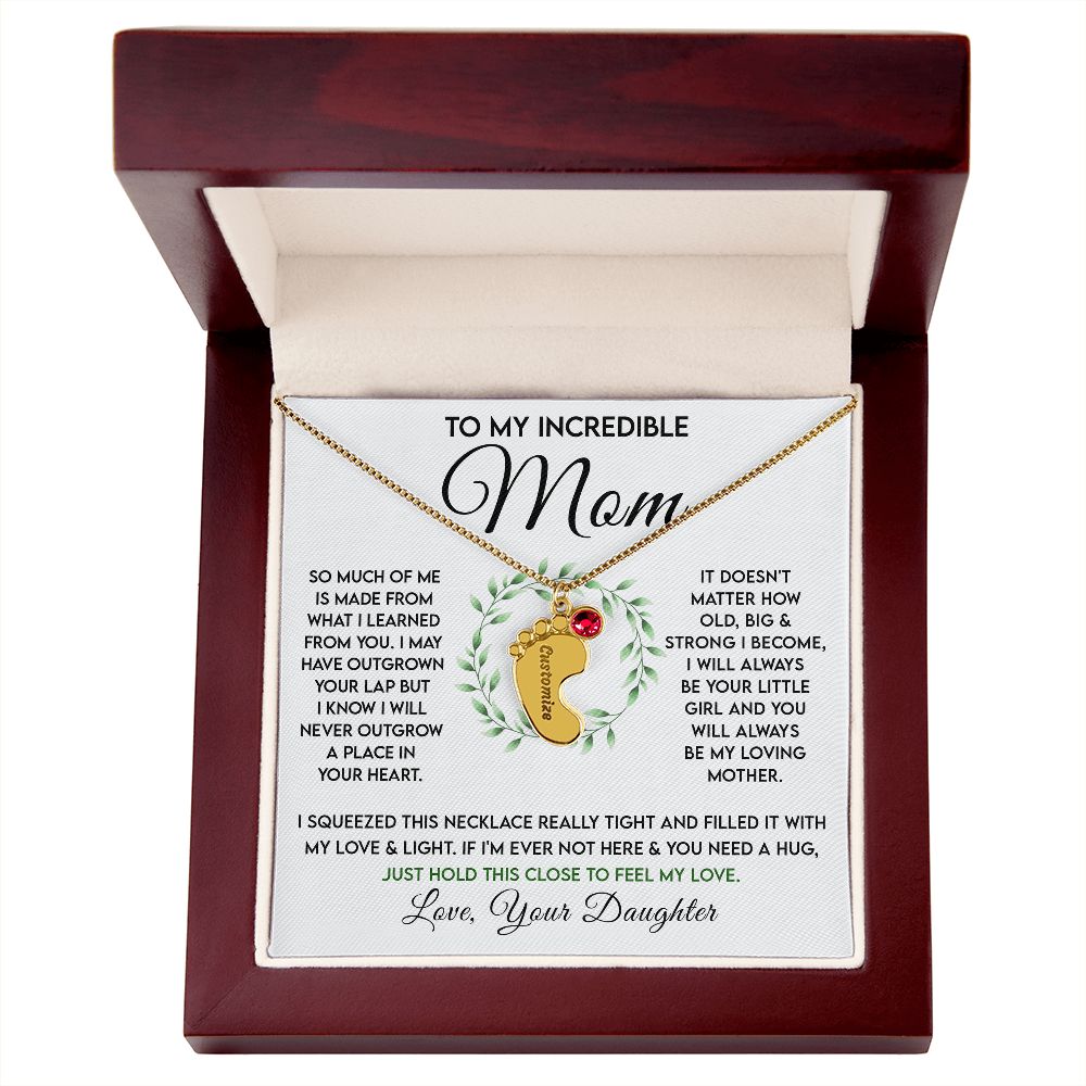 Incredible Mom - Birthstone Footprint Necklace - Sweet Sentimental GiftsIncredible Mom - Birthstone Footprint NecklaceNecklaceSOFSweet Sentimental GiftsSO-10069525Incredible Mom - Birthstone Footprint NecklaceLuxury Box18K Yellow Gold Finish1 Charm