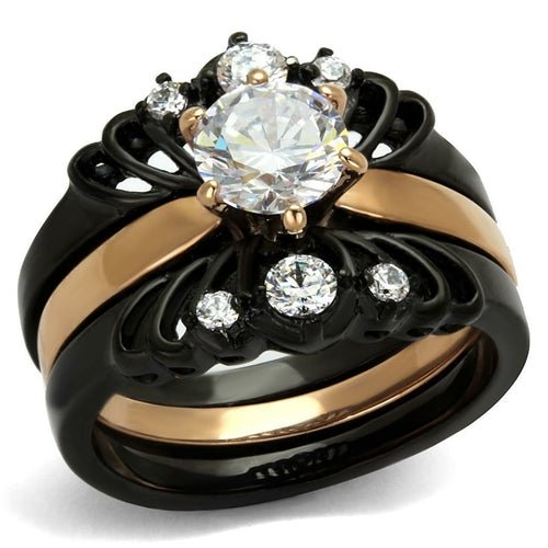 IP Rose Gold+ IP Black Ring - Sweet Sentimental GiftsIP Rose Gold+ IP Black RingWomen's RingTurquoise TigerSweet Sentimental GiftsTK2189-10IP Rose Gold+ IP Black Ring10211438817065