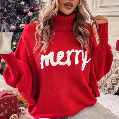 Knitted Turtleneck Christmas Sweater - Sweet Sentimental GiftsKnitted Turtleneck Christmas SweaterWomen's ClothingYDXYSweet Sentimental Gifts52845698-red-SKnitted Turtleneck Christmas SweaterSred046942709465