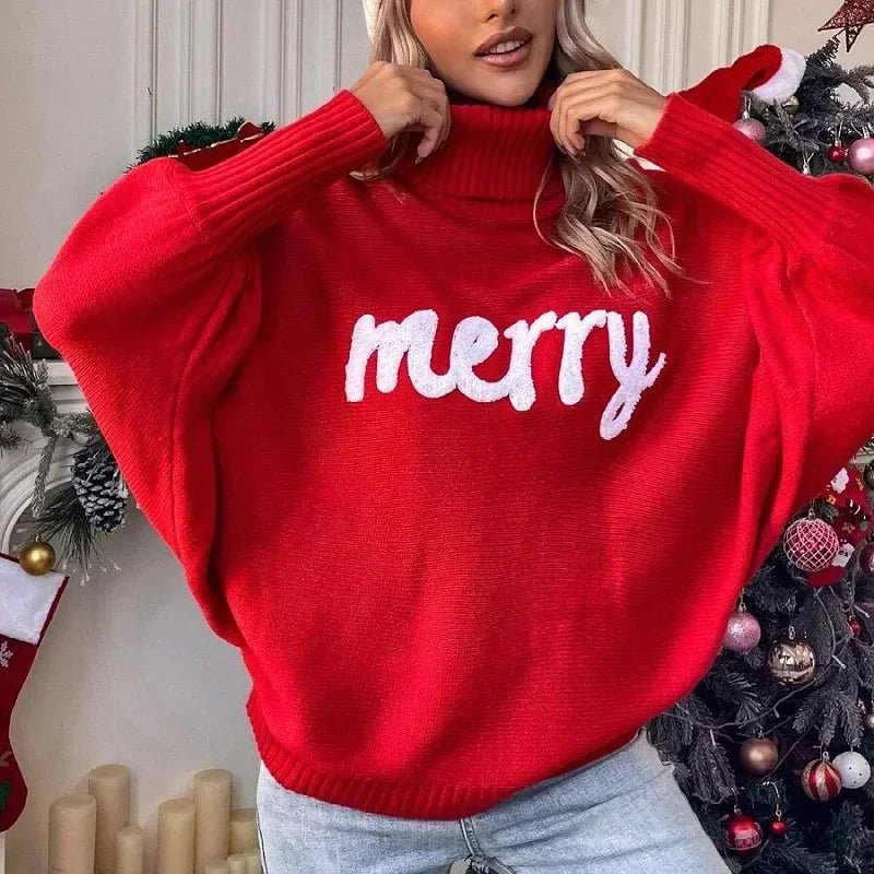 Knitted Turtleneck Christmas Sweater - Sweet Sentimental GiftsKnitted Turtleneck Christmas SweaterWomen's ClothingYDXYSweet Sentimental Gifts52845698-red-SKnitted Turtleneck Christmas SweaterSred046942709465