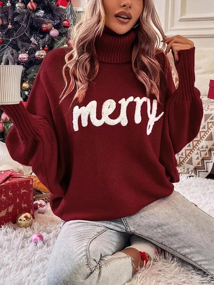 Knitted Turtleneck Christmas Sweater - Sweet Sentimental GiftsKnitted Turtleneck Christmas SweaterWomen's ClothingYDXYSweet Sentimental Gifts52845698-wine-SKnitted Turtleneck Christmas SweaterSwine277269527535