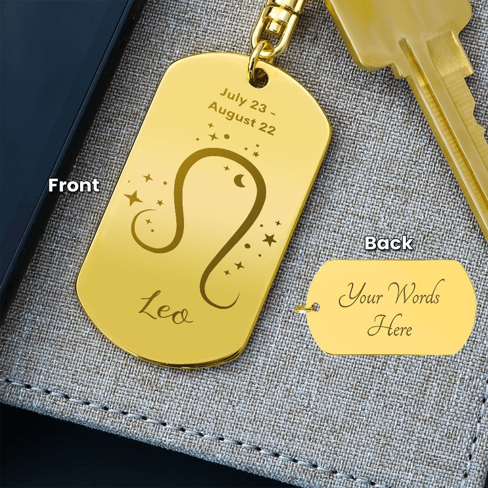 Leo Sign - Keychain - Sweet Sentimental GiftsLeo Sign - KeychainDog TagSOFSweet Sentimental GiftsSO-9486933Leo Sign - KeychainYesEngraved Dog Tag Keychain Gold831452989120