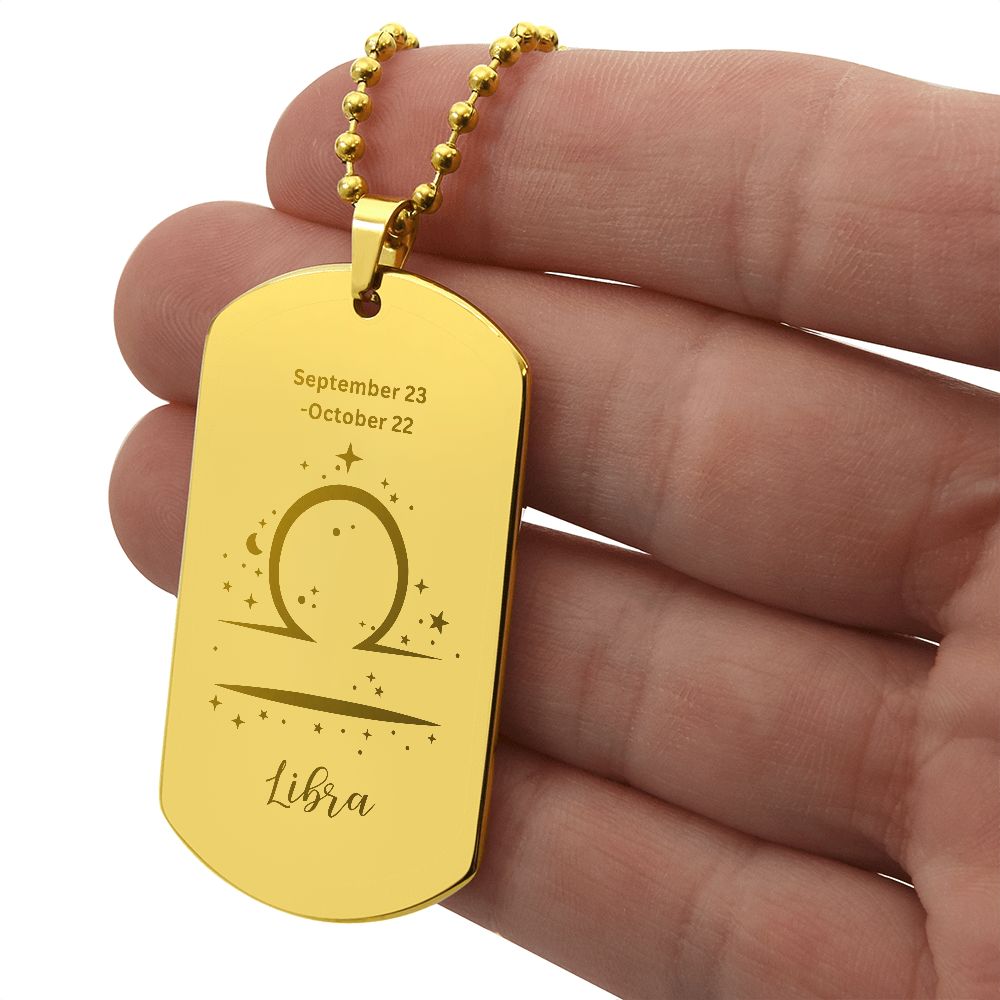 Libra Sign- Dog Tag Necklace - Sweet Sentimental GiftsLibra Sign- Dog Tag NecklaceDog TagSOFSweet Sentimental GiftsSO-9486997Libra Sign- Dog Tag NecklaceNo18k Yellow Gold Finish472558226483