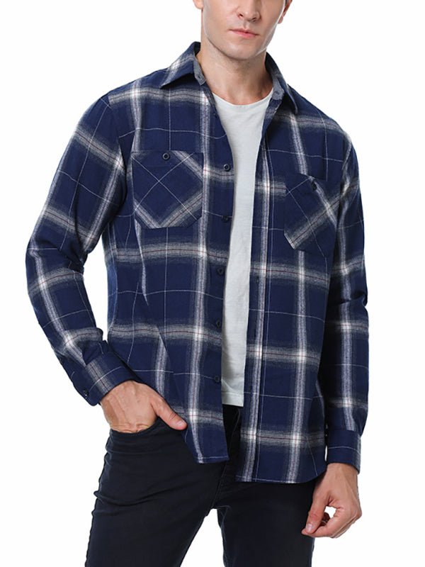 Men’s Classy Collared Plaid Button Down Long Sleeve With Front Pockets - Sweet Sentimental GiftsMen’s Classy Collared Plaid Button Down Long Sleeve With Front PocketskakacloSweet Sentimental GiftsFSZM01488_PAT7_S_NUBMen’s Classy Collared Plaid Button Down Long Sleeve With Front PocketsSBaitiao Zhangqingge