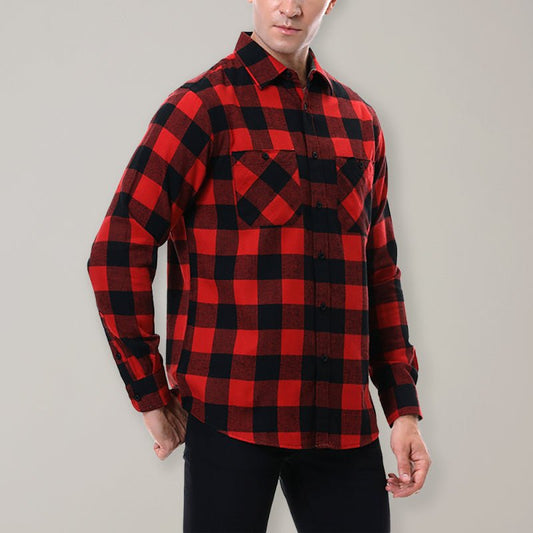 Men’s Classy Collared Plaid Button Down Long Sleeve With Front Pockets - Sweet Sentimental GiftsMen’s Classy Collared Plaid Button Down Long Sleeve With Front PocketskakacloSweet Sentimental GiftsFSZM01488_PAT1_S_NUBMen’s Classy Collared Plaid Button Down Long Sleeve With Front PocketsSRed black grid