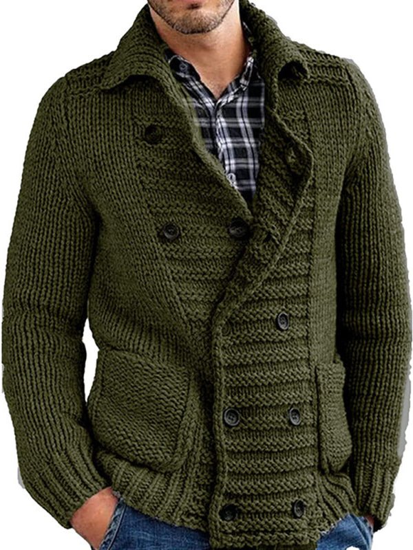 Men's Solid Color Double Breasted Cardigan - Sweet Sentimental GiftsMen's Solid Color Double Breasted CardigankakacloSweet Sentimental GiftsFSZM01589_AG_M_NUBMen's Solid Color Double Breasted CardiganMOlive green88967727