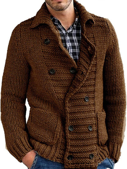 Men's Solid Color Double Breasted Cardigan - Sweet Sentimental GiftsMen's Solid Color Double Breasted CardigankakacloSweet Sentimental GiftsFSZM01589_BR_M_NUBMen's Solid Color Double Breasted CardiganMBrown66432391