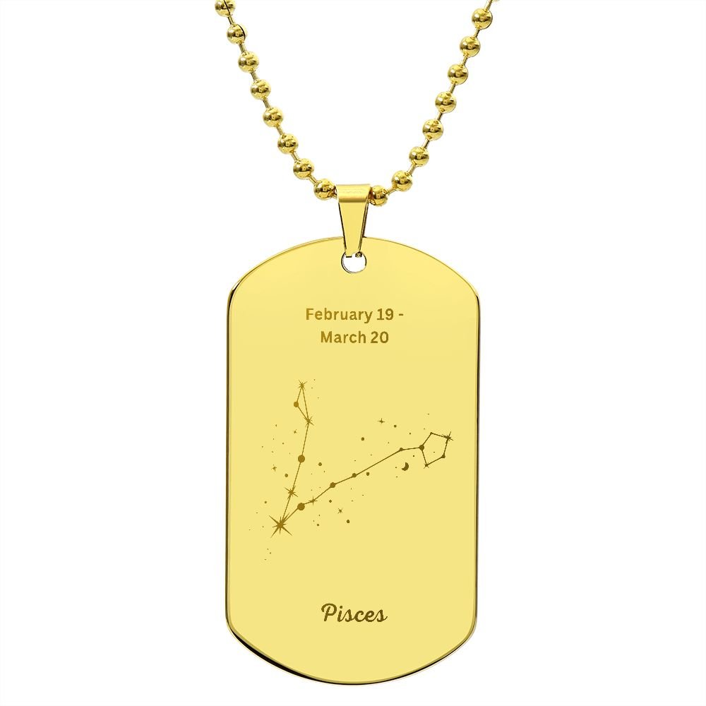 Pisces Stars - Dog Tag Necklace - Sweet Sentimental GiftsPisces Stars - Dog Tag NecklaceDog TagSOFSweet Sentimental GiftsSO-9507549Pisces Stars - Dog Tag NecklaceNo18k Yellow Gold Finish619566773701