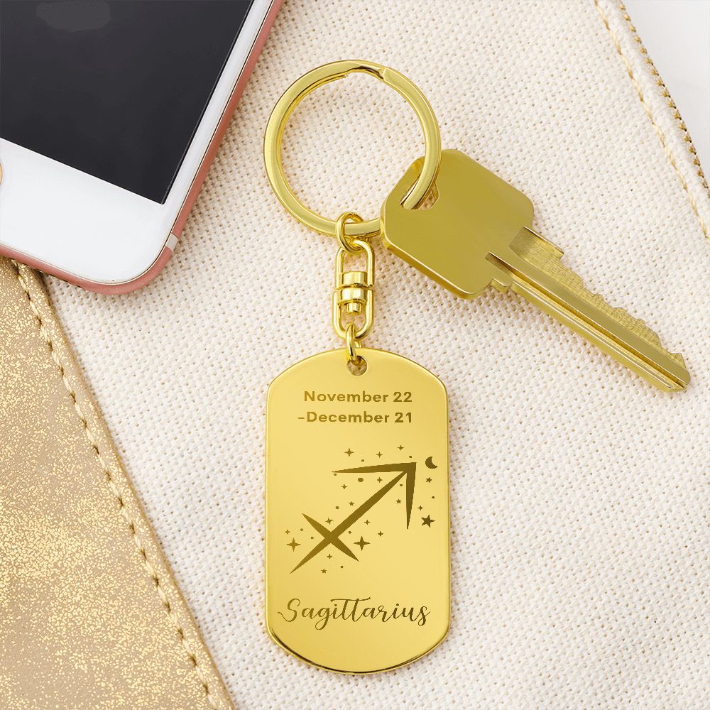 Sagittarius Sign - Keychain - Sweet Sentimental GiftsSagittarius Sign - KeychainDog TagSOFSweet Sentimental GiftsSO-9507657Sagittarius Sign - KeychainNoEngraved Dog Tag Keychain Gold