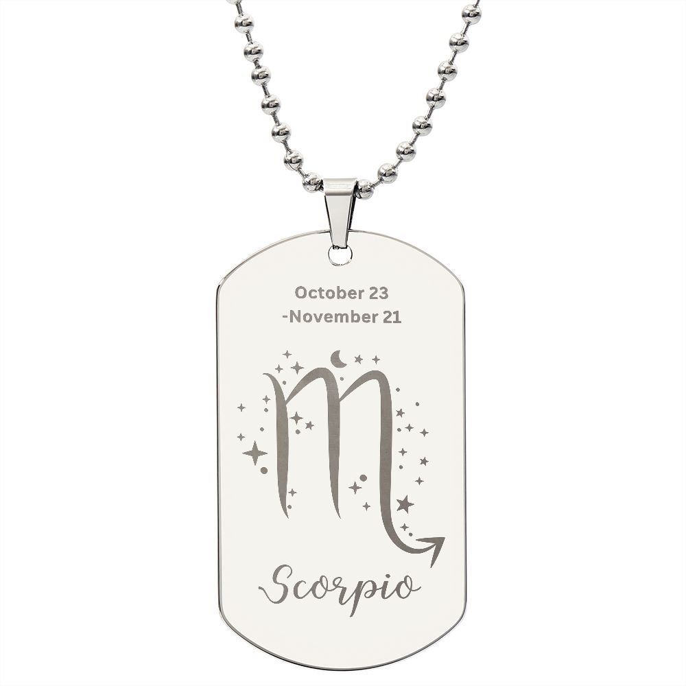 Scorpio Sign - Dog Tag Necklace - Sweet Sentimental GiftsScorpio Sign - Dog Tag NecklaceDog TagSOFSweet Sentimental GiftsSO-9507794Scorpio Sign - Dog Tag NecklaceNoPolished Stainless Steel705284538699