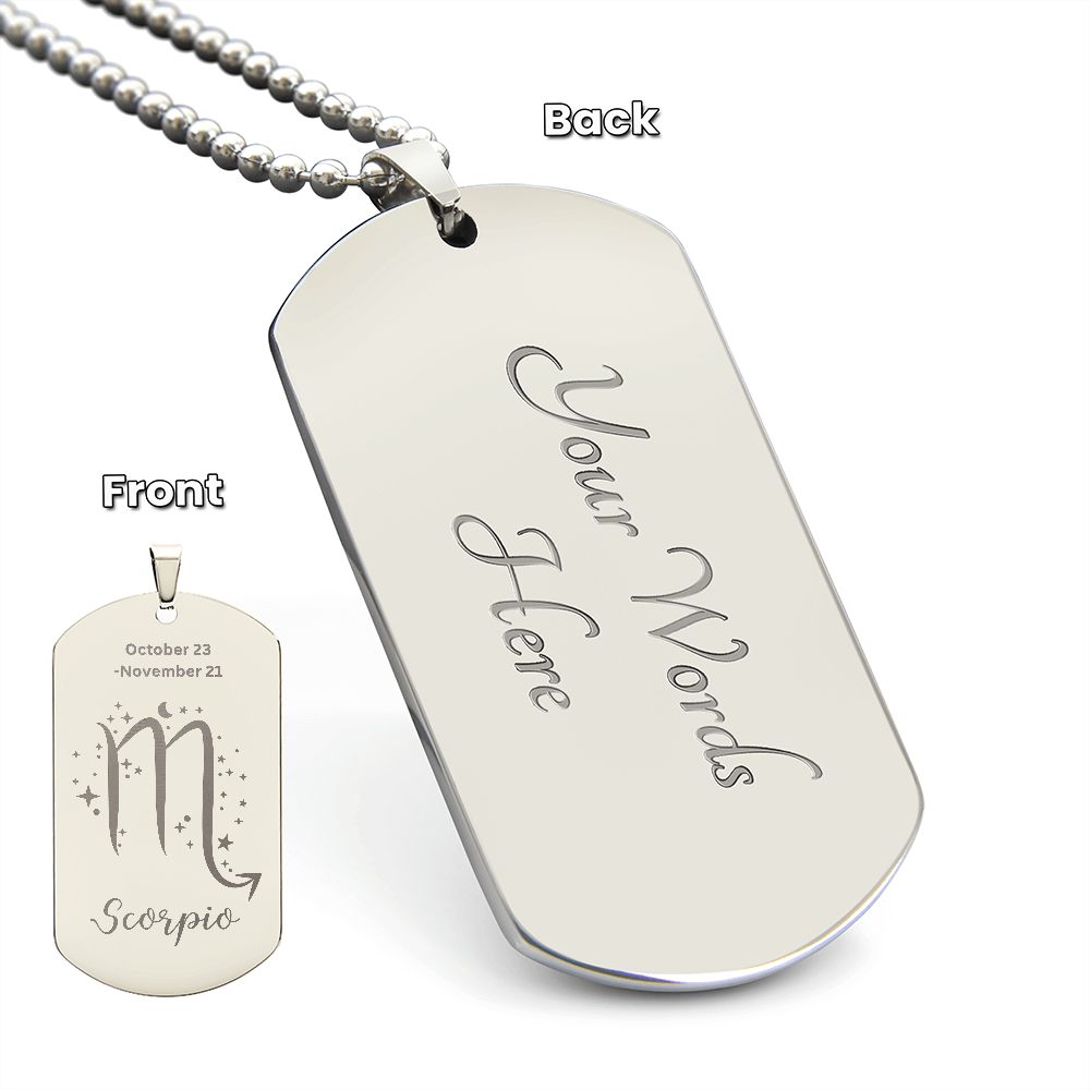 Scorpio Sign - Dog Tag Necklace - Sweet Sentimental GiftsScorpio Sign - Dog Tag NecklaceDog TagSOFSweet Sentimental GiftsSO-9507800Scorpio Sign - Dog Tag NecklaceYesPolished Stainless Steel197781005499