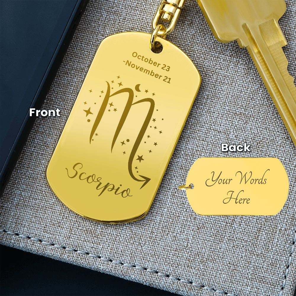 Scorpio Sign - Keychain - Sweet Sentimental GiftsScorpio Sign - KeychainDog TagSOFSweet Sentimental GiftsSO-9507822Scorpio Sign - KeychainYesEngraved Dog Tag Keychain Gold