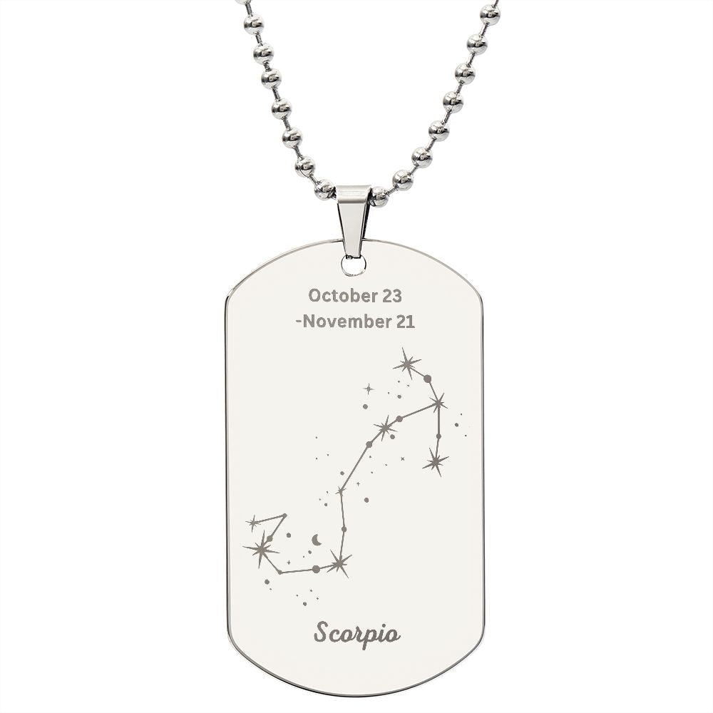 Scorpio Stars - Dog Tag Necklace - Sweet Sentimental GiftsScorpio Stars - Dog Tag NecklaceDog TagSOFSweet Sentimental GiftsSO-9507876Scorpio Stars - Dog Tag NecklaceNoPolished Stainless Steel518746216376