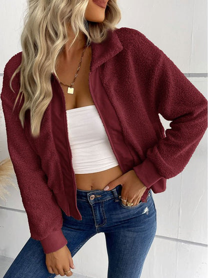 Solid Color Long-Sleeved Lapel Sherpa Jacket - Sweet Sentimental GiftsSolid Color Long-Sleeved Lapel Sherpa JacketWomen's ClothingkakacloSweet Sentimental GiftsFSZW16098_WR_S_NUBSolid Color Long-Sleeved Lapel Sherpa JacketSWine Red437752619981