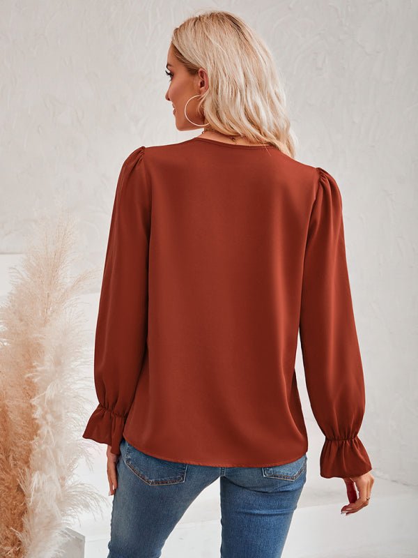 Women's Casual Solid Color V-Neck Lace Ruffle Sleeve Top - Sweet Sentimental GiftsWomen's Casual Solid Color V-Neck Lace Ruffle Sleeve TopWomen's ClothingkakacloSweet Sentimental GiftsFSZW15402_B_S_NUBWomen's Casual Solid Color V-Neck Lace Ruffle Sleeve TopSBlack496560922355