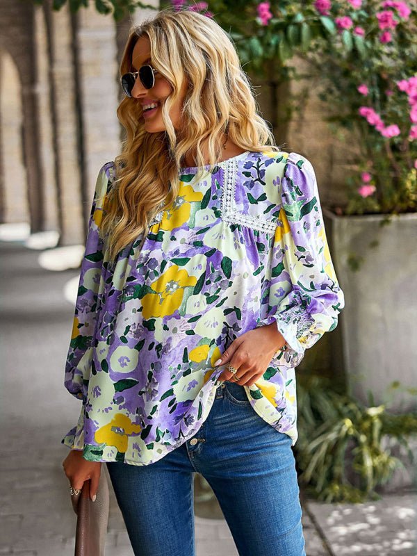 Women's lace stitching floral temperament top all-match blouse - Sweet Sentimental GiftsWomen's lace stitching floral temperament top all-match blouseWomen's ClothingkakacloSweet Sentimental GiftsFSZW15703_PU_M_NUBWomen's lace stitching floral temperament top all-match blouseMPurple568447842541